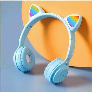 Cat Ear Lighted Wireless Headset Light Blue Rechargeable NWT